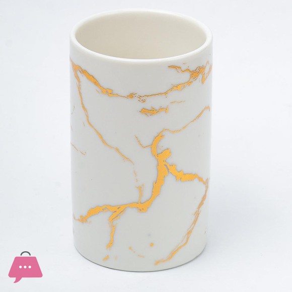 White Gold Marble Design Bathroom Set - 4pcs
