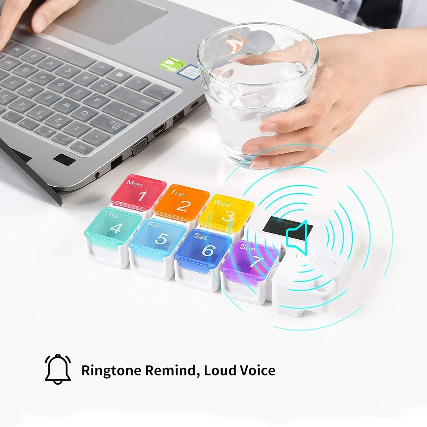 Automatic Pill Dispenser Weekly Pill Box Organiser, 7 Day Portable Pill Box with Smart Reminder Alarm