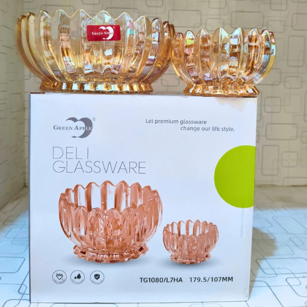 7 Pcs Premium Crystal Glass Bowl Set – Elegant Iridescent Design | Decorative Serving Bowls for Desserts, Fruits & Snacks Best Quality at Best Price