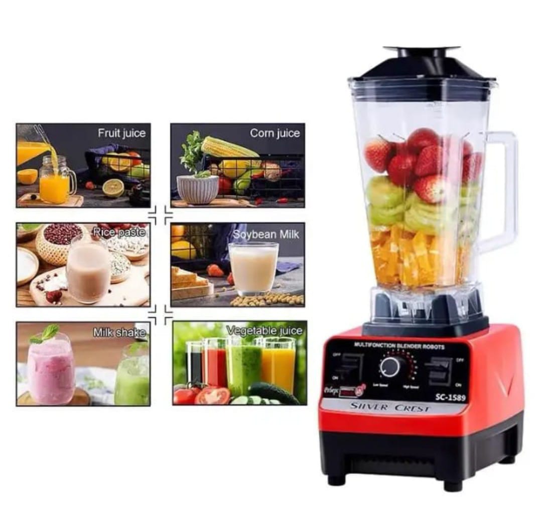 2-in-1 Heavy Duty Blender Juicer 4500W Silver Crest SC-1589 Pure Copper Motor, Multi-Functional Food Processor Smoothie Mixer