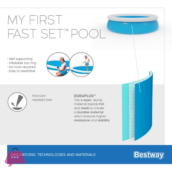 Bestway Fast Set Inflatable Ground Pool - 5 x 1.2 Feet - Age 3+ - 57241