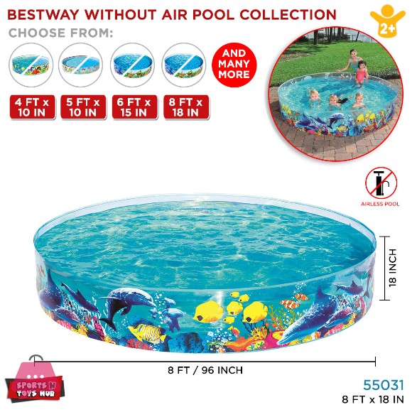 Bestway Fill N Fun Vinyl kids Play without Air Pool 8-Feet x 18 Inch - 55031