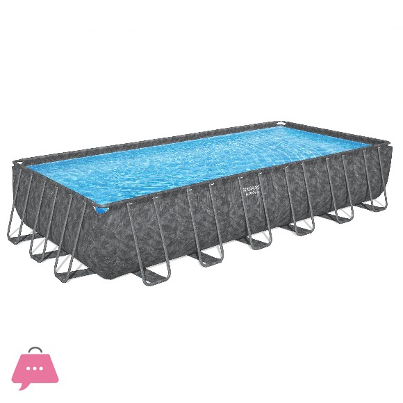 Bestway OUTDOOR YARD FAMILY ABOVE GROUND SWIMMING POOL Rectangular Bracket Pool Set WITH Accessories 24 Feet x 52 Inch - 561KG