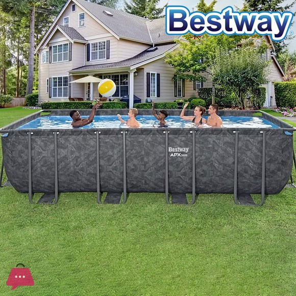 Bestway Rectangular Above-Ground Pool Set Big Family Swimming POOL 18 ft × 9 ft × 52 in - 561KA