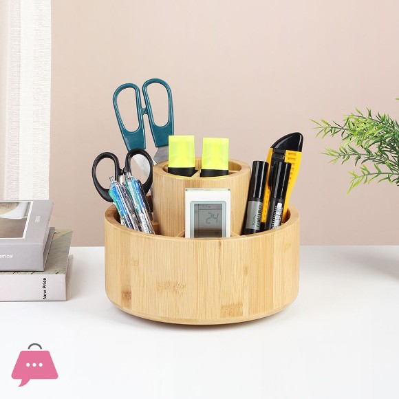 Danny Home Bamboo Rotatin Smart Desk Organizer