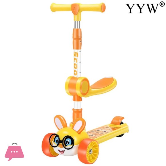 Foot Scooters With Music Speaker 4 Levels Foldable Adjustable Height For 2-10 Years Children 3-Wheel Flash Wheels Kick Scooter - SC-666