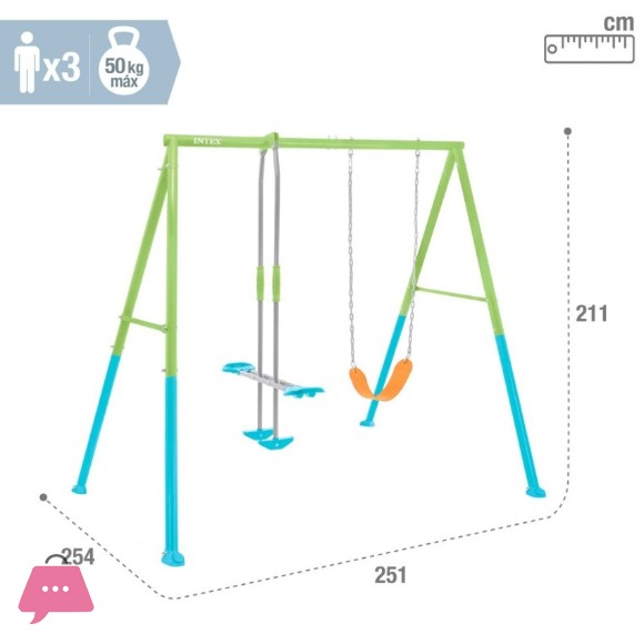 Intex 2 in 1 Childrens Garden Swing with Seesaw - 44120