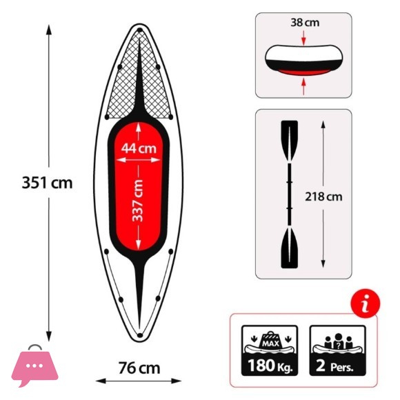Intex Boat Inflatable Canoe Two Person Challenger K2 Kayak - 68306