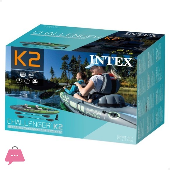Intex Boat Inflatable Canoe Two Person Challenger K2 Kayak - 68306