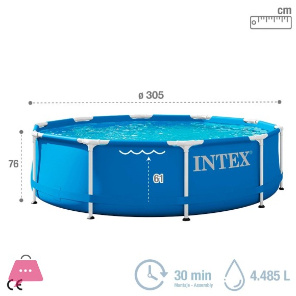 Intex Deep Metal Frame Pool - 10ft x 30in - 28200