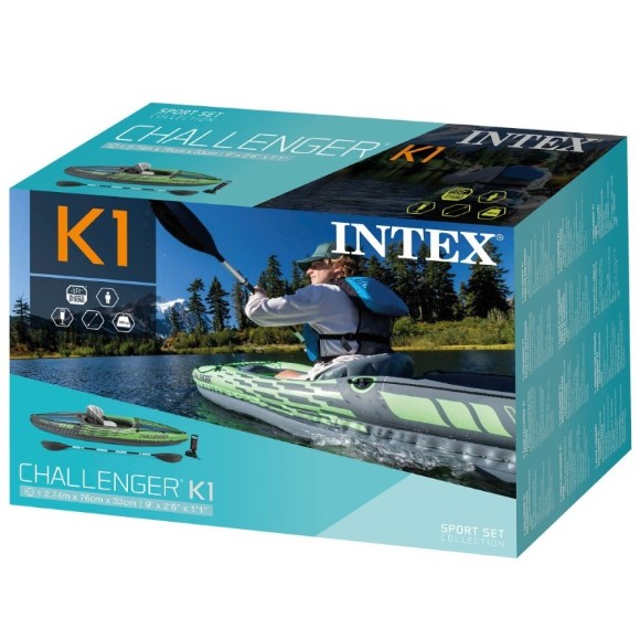 Intex Inflatable Challenger K1 Boat With Paddle 274X76X33 CM - 68305