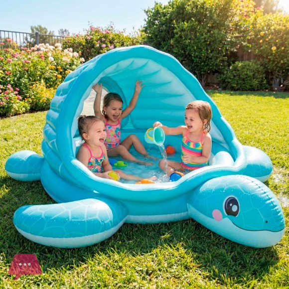 INTEX Inflatable Turtle Play Center for Children 7 x 6 Feet - 48677