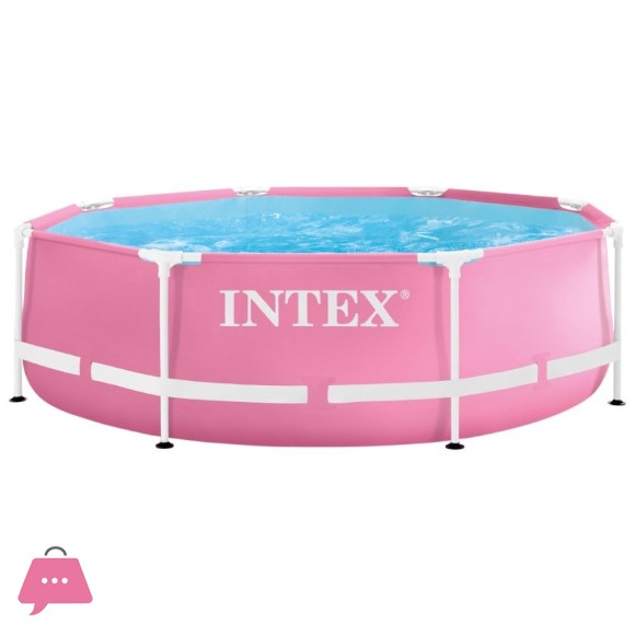 Intex Metal Frame Round Detachable Pool Pink 8Ft x 30In - 28290