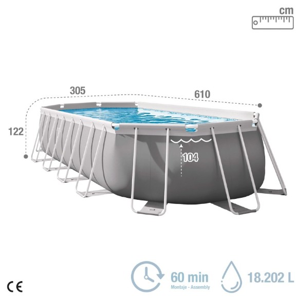 Intex Prism Frame Oval Pool Set With Pool Cover Ground Cloth Ladder & Water Filter Pump 20Ft x 10Ft x 4Ft- 26798