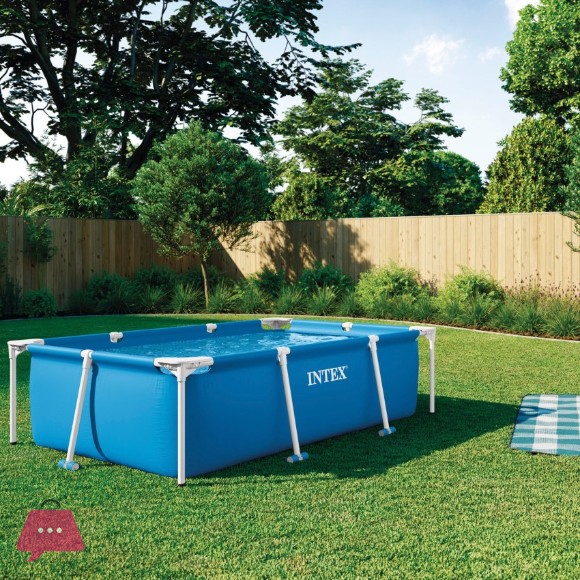 Intex Rectangular Frame Pool, Blue - 7.21 x 4.92 x 2 Feet - 28270