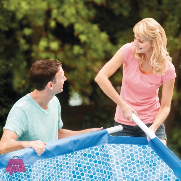 Intex Pool Rectangular Easy Set Small Metal Frame Family Swimming Pool - 28273