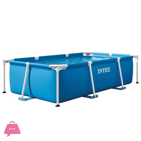 Intex Rectangular Frame Pool, Blue - 7.21 x 4.92 x 2 Feet - 28270