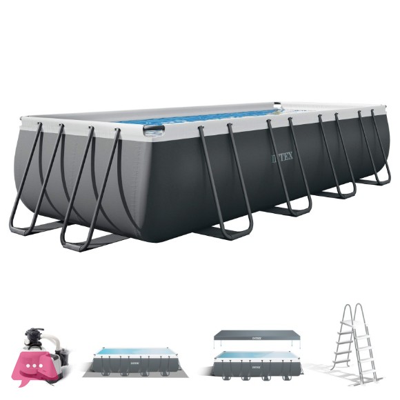 INTEX Rectangular Ultra XTR Frame Pool Set -18Ft x 9Ft x 52Inch - 26356