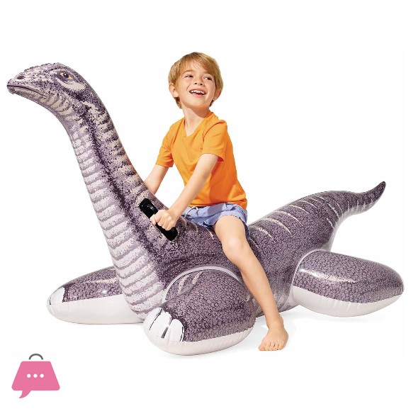 Intex Ride-On Realistic Design Brontosaurus Inflatable Float Wide Base for Stability, Gripping Handles 70 x 37 Inch - 57584