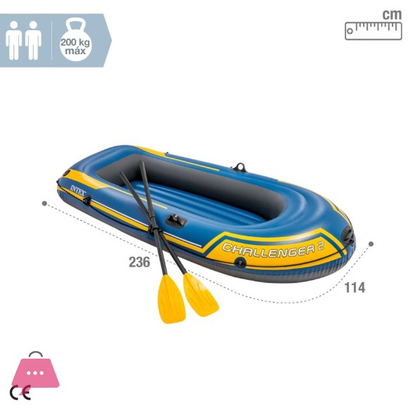 Intex Set Canotto Challenger Giallo Blue -236x114x41 cm - 68367