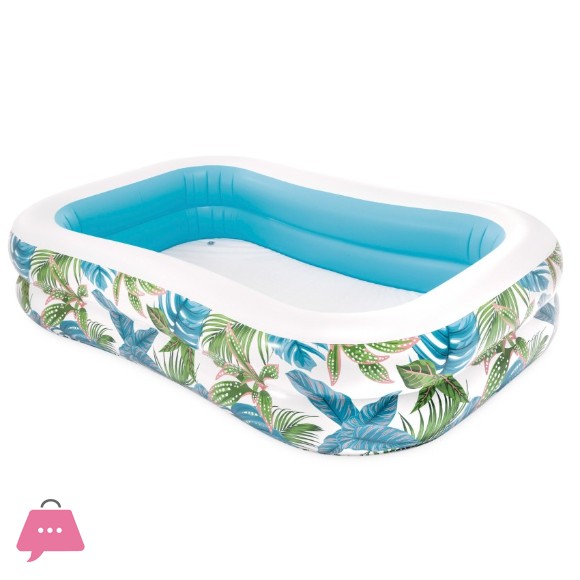 INTEX Tropical Inflatable Pool with Leaf Print and Drain Plug - 57177