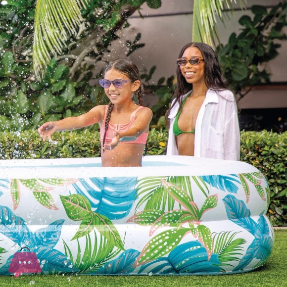 INTEX Tropical Inflatable Pool with Leaf Print and Drain Plug - 57177