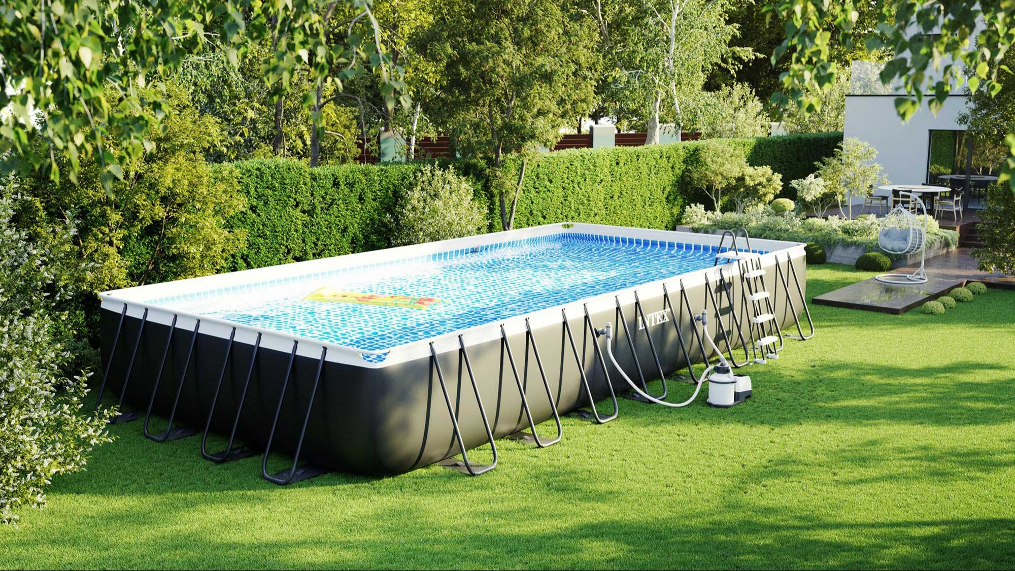 intex-ultra-xtr-rectangular-pool-set-with-sand-filter-pump-ladder-&-ground-cloth-pool-cover-32ft-x-16ft-x-52in---26374