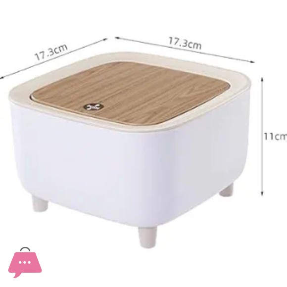 Mini Portable Tabletop Dustbin, Mini Trash Can with Lid Square Press - White