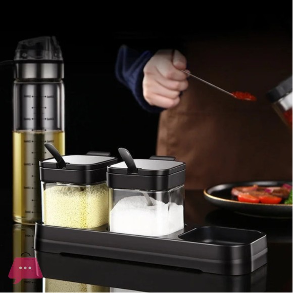 Spice and Sugar Jar with Spoon 3pcs
