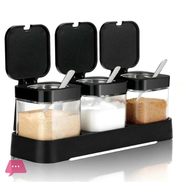 Spice and Sugar Jar with Spoon 3pcs