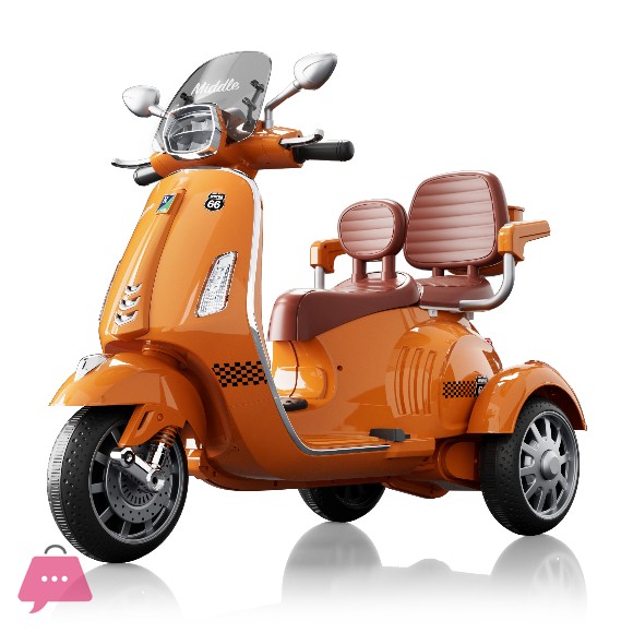 Three Wheel Vespa Motorcycle 12V LED Electric Kids Ride on Bike Bumper Toddler Scooter