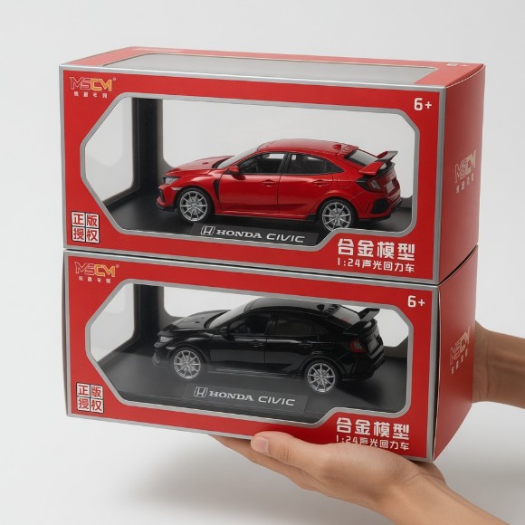 1:24 HONDA CIVIC TYPE R Alloy Sports Car Model Diecast Toy Racing Car Model Sound and Light