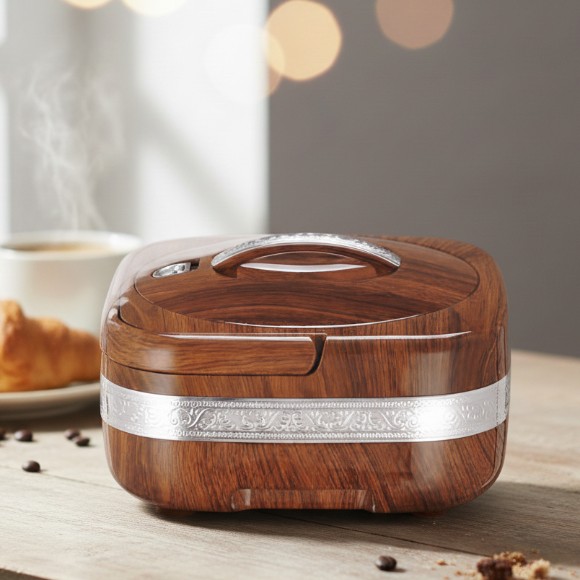2.4 Liter Insulated Plastic Wooden Color Hot Pot