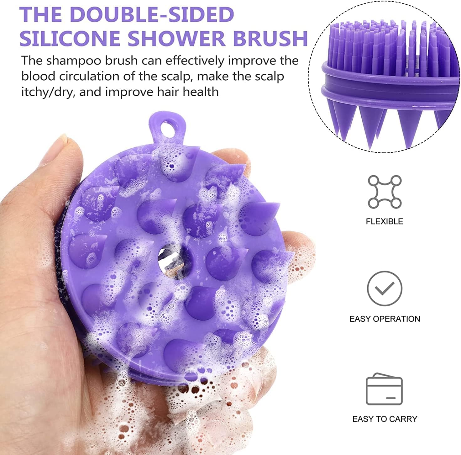 Silicone 2 in 1 Double Sided Multipurpose Shampoo Brush Body Scrubber Hair Scalp Massager