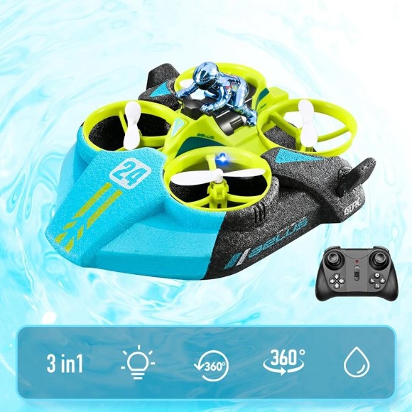 3-in-1 RC Hovercraft Boat Drone Race Car Toy