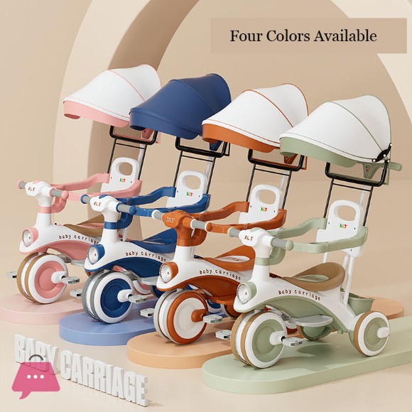 3-Wheel Music Tricycle for Kids Baby Pedal Trike with 4-in-1 Function Made of Durable Plastic