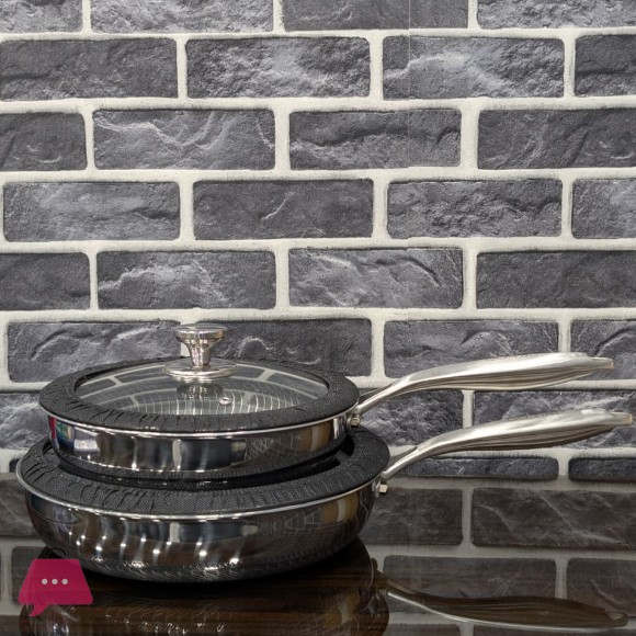 304 Stainless Steel Honeycomb Laser Coated Non-stick Frying Pan with Lid Induction Safe