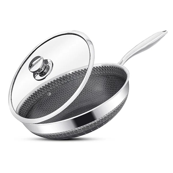 304-stainless-steel-honeycomb-laser-coated-non-stick-single-handle-wok-with-lid-induction-safe
