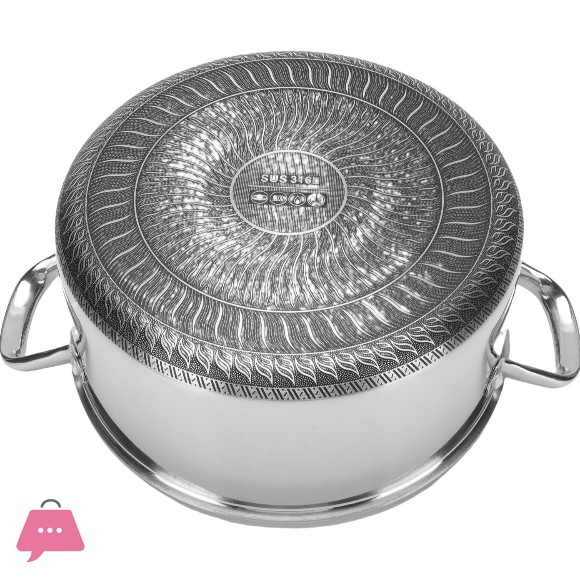 316 Honeycomb Laser Coated Stainless Steel Stockpot with Glass Lid Double 2 Handle Stock Pot Induction Safe