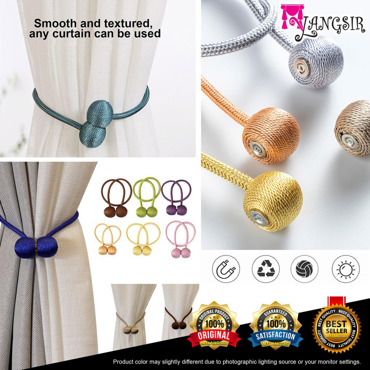 Deluxe Magnetic Curtain Tiebacks with Unique Wooden Balls (1 Pair)