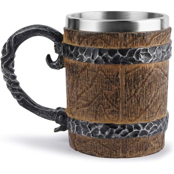 3D Coffee Mug Wooden Barrel Made of Steel and Resin