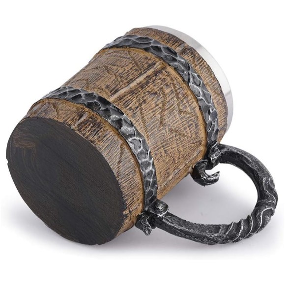 3D Coffee Mug Wooden Barrel Made of Steel and Resin