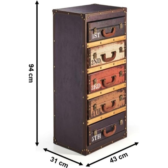 5 Compartments Suitcase Look Retro Suitcase Shelf - 41 x 30 x 64 cm