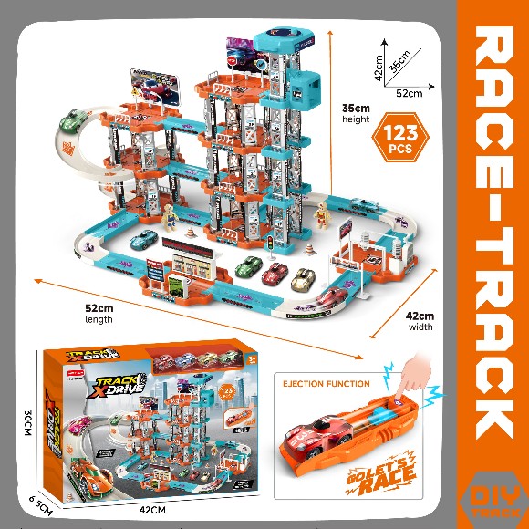 5-layer DIY Assembly Railway Construction Slide Toy Parking Lot Exciting Catapult Track Car Racing Kit 123Pcs
