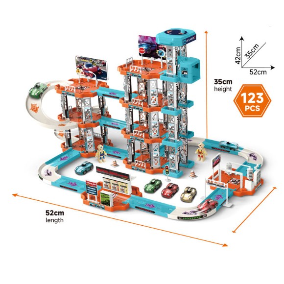 5-layer DIY Assembly Railway Construction Slide Toy Parking Lot Exciting Catapult Track Car Racing Kit 123Pcs