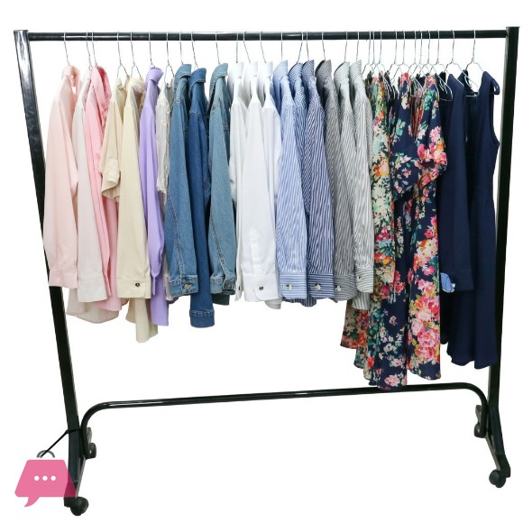 6 Ft Cloth Hanging Trolley Stand with Wheels