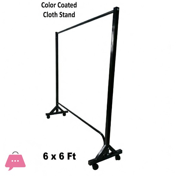 6 Ft Cloth Hanging Trolley Stand with Wheels