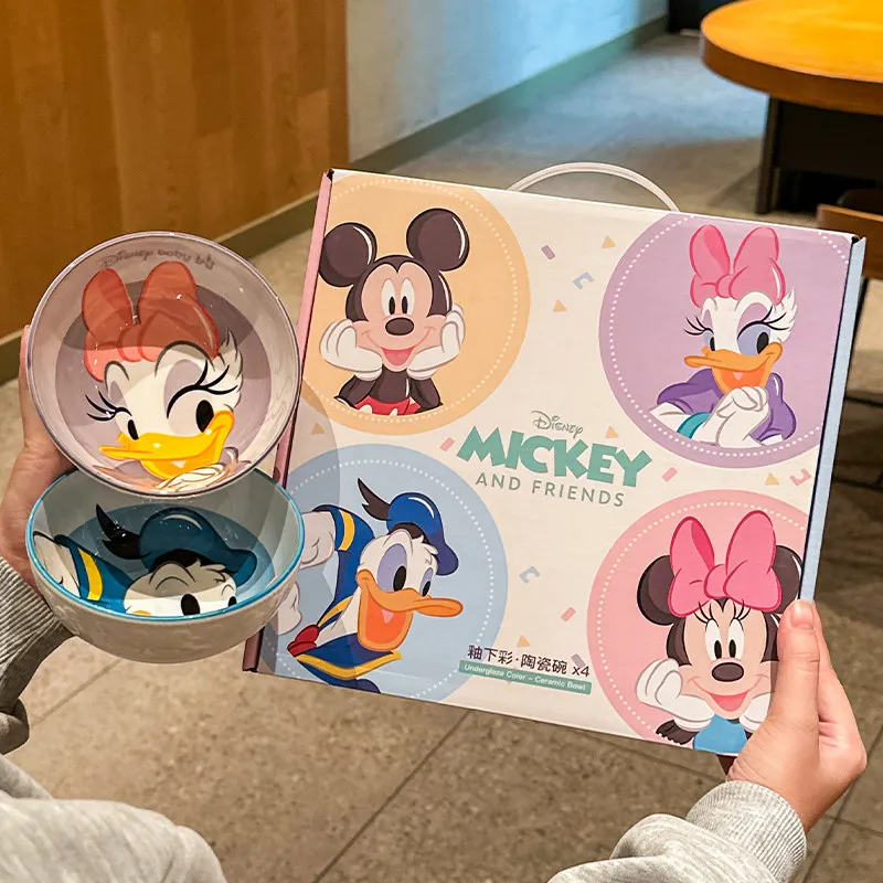 Disney Cute Mickey Minnie Dinner Bowls Set of 4