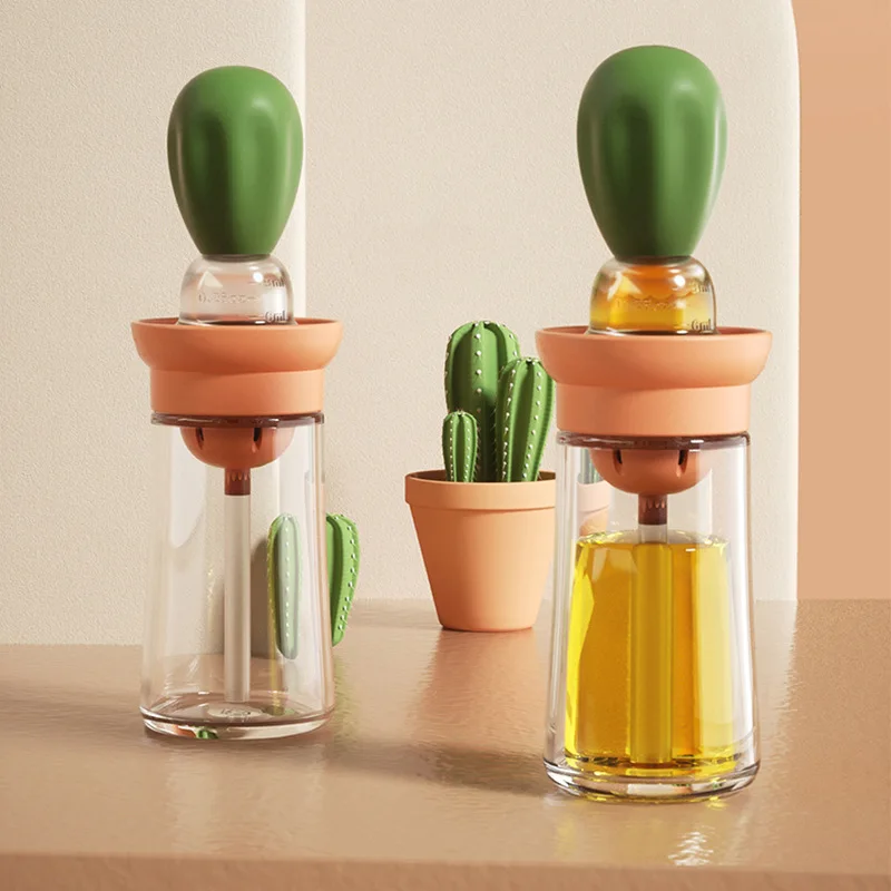 Glass Olive Oil Dispenser Bottle with Brush 2 in 1, Silicone Dropper Measuring Oil Dispenser Container