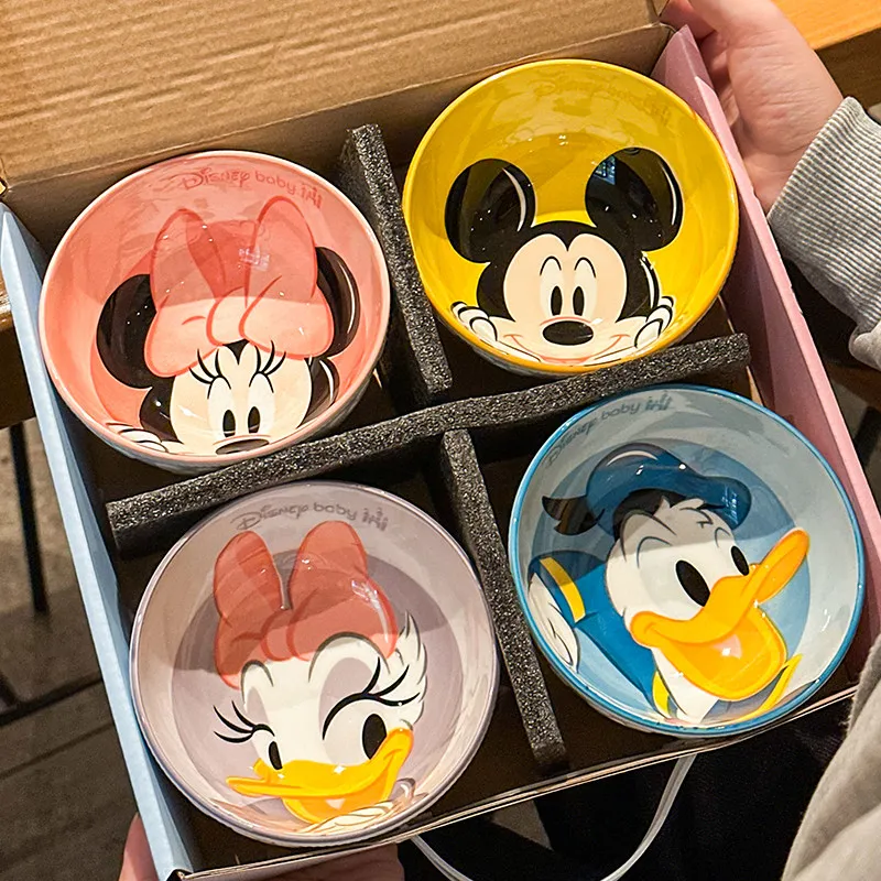 Disney Cute Mickey Minnie Dinner Bowls Set of 4